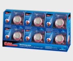 ULLMAN 24 LED Rotating Magnetic Work Light Rechargeable 6-Pack